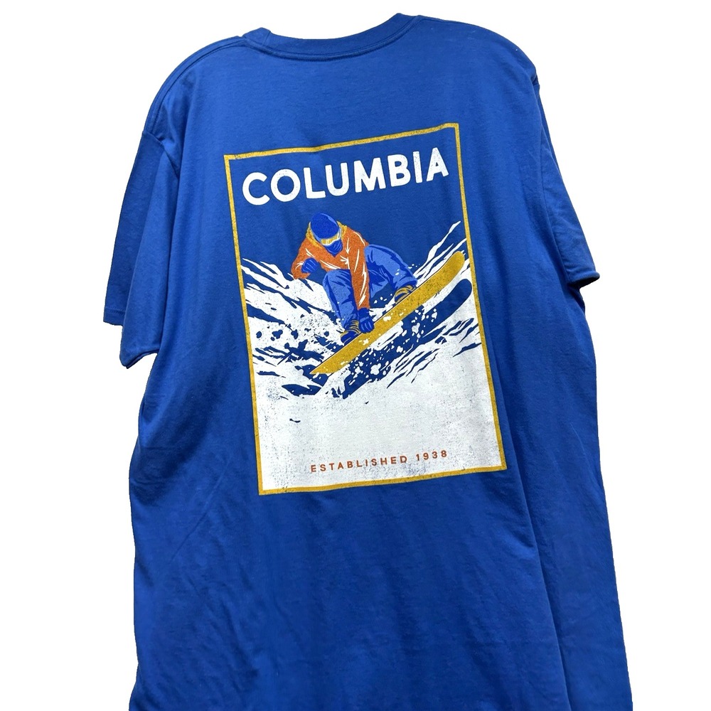 Columbia Mens' CSC Vintage Large Blue Cotton Short Sleeve T-Shirt (C9)